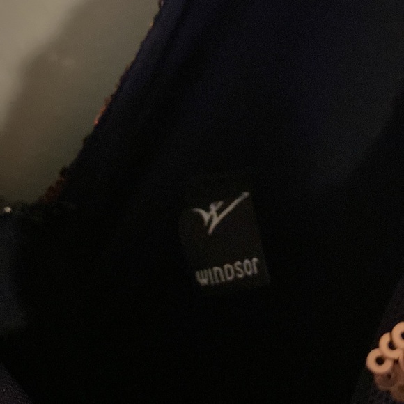 Windsor Navy Blue and Gold Sequin Floor Length Prom Dress - Picture 4 of 6